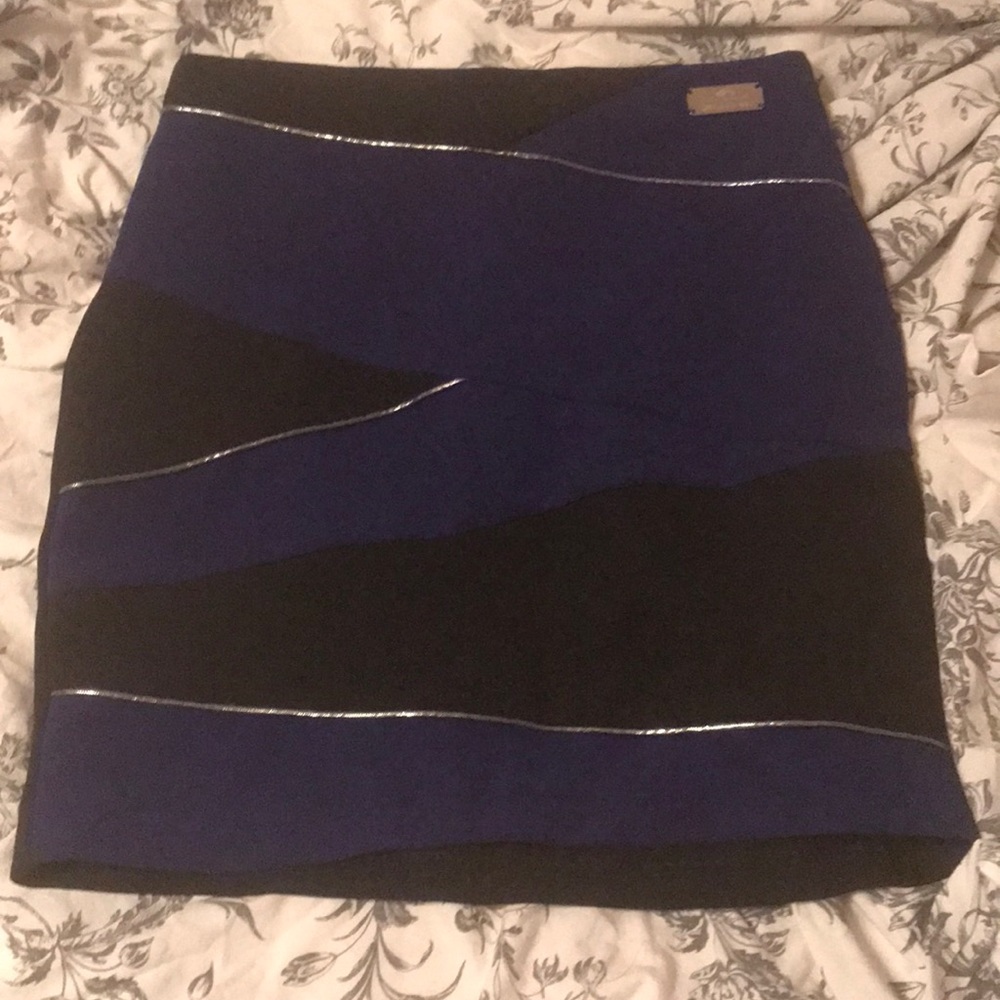 River Island Purple And Black Bandage Mini Skirt